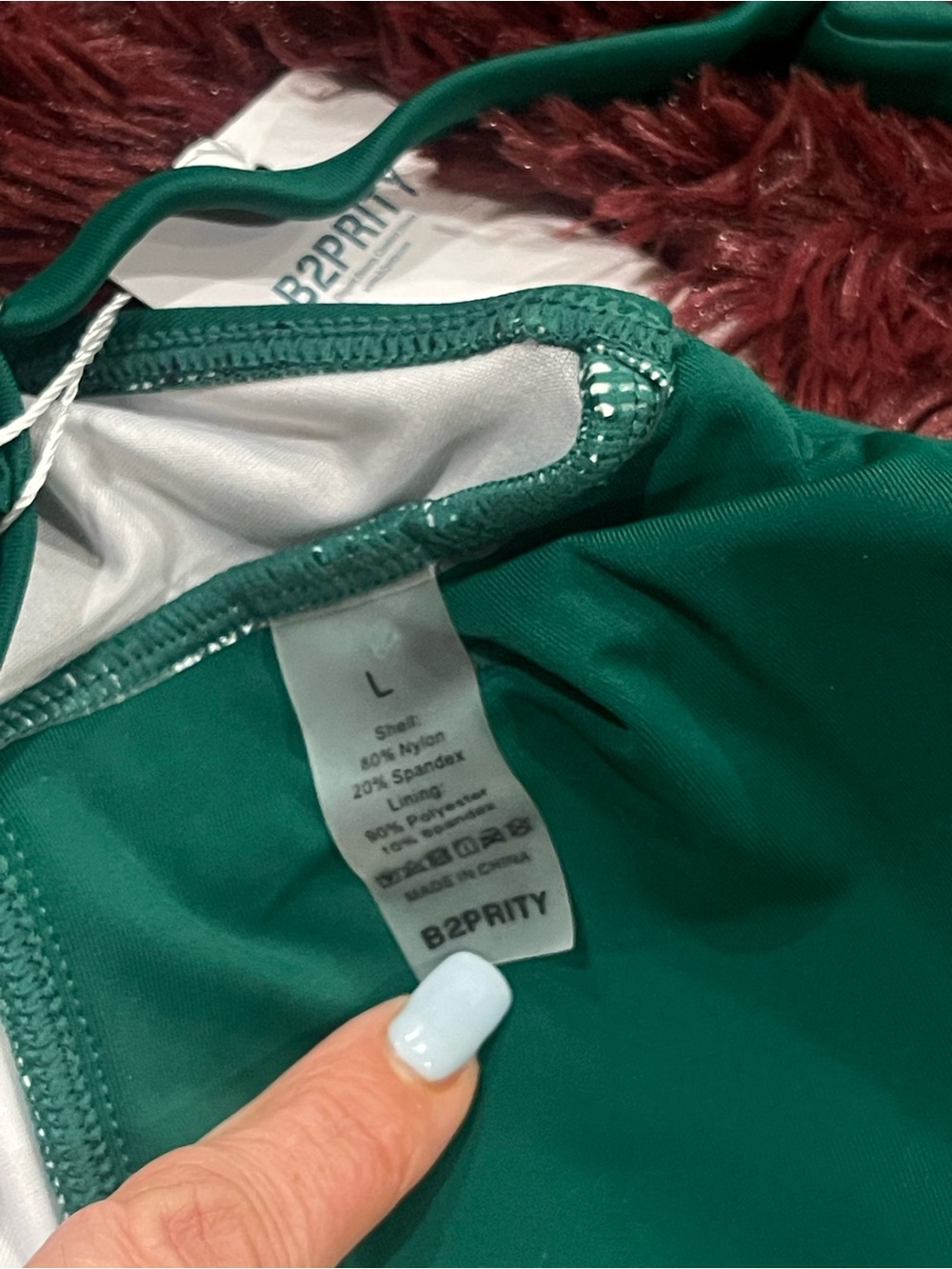 NWT B2PRITY Emerald Green One-Piece Swimsuit Size L - Picture 4 of 4